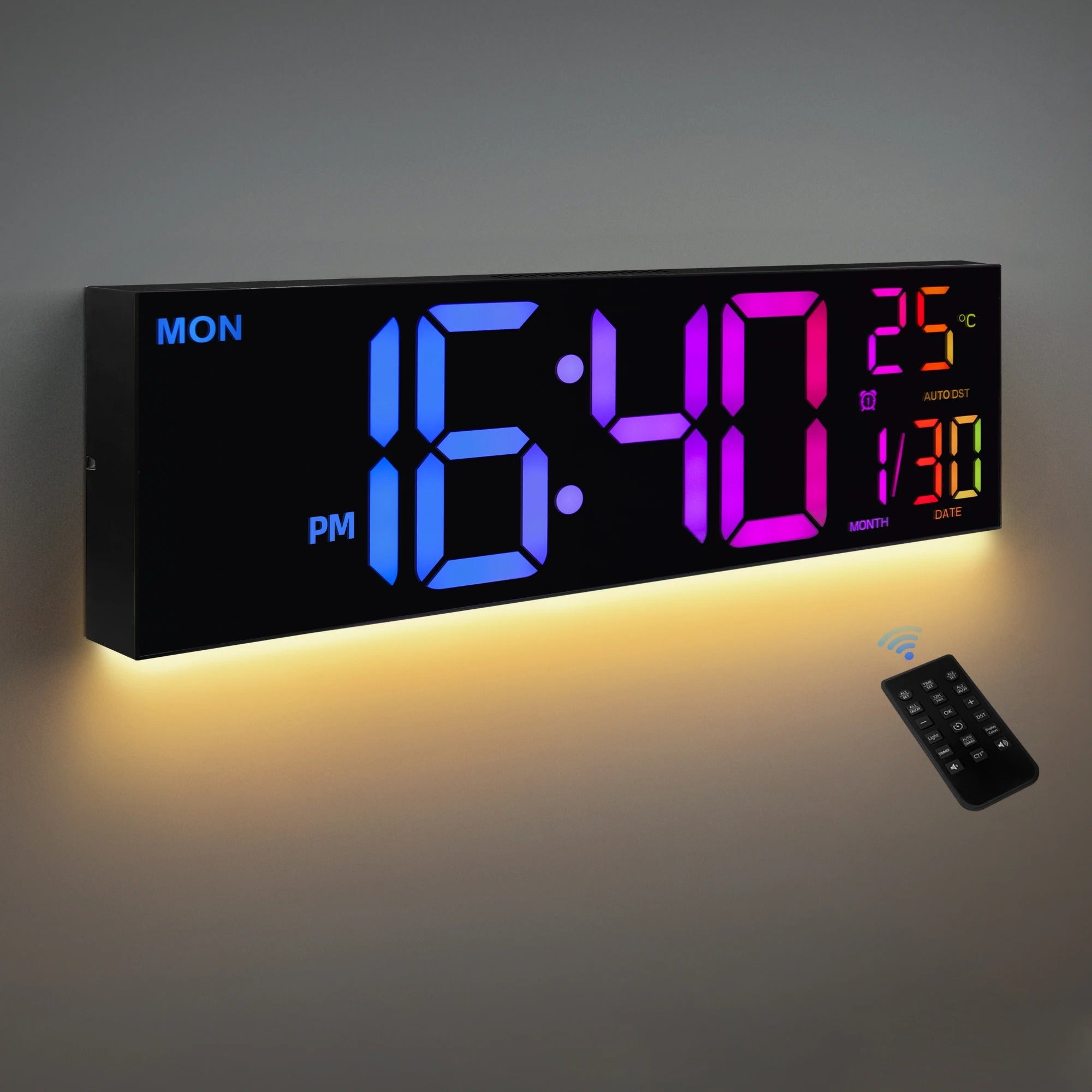 Large Digital Wall Clock Big LED Display with Remote